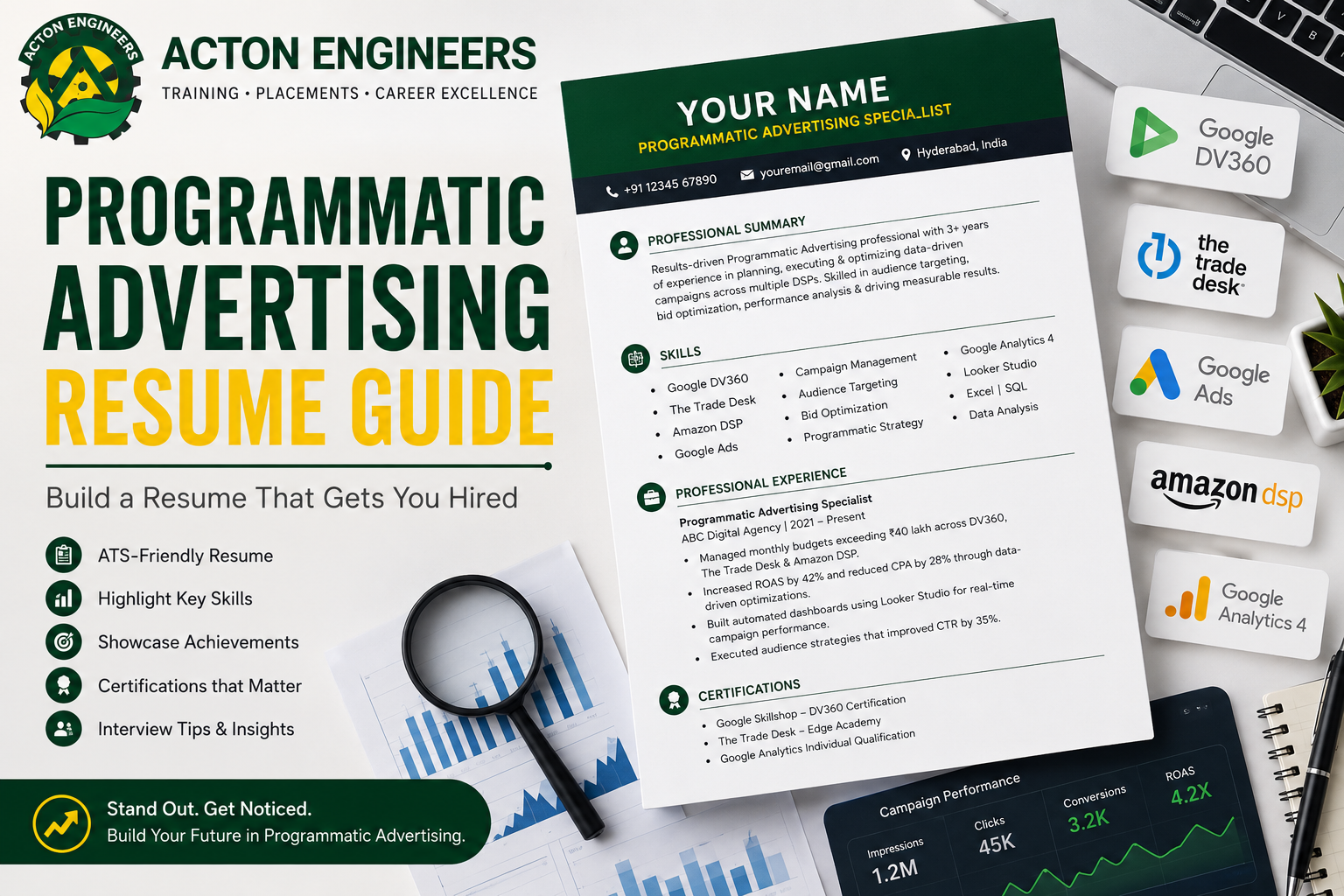Professional programmatic advertising resume guide with ATS optimization tips for digital advertising careers