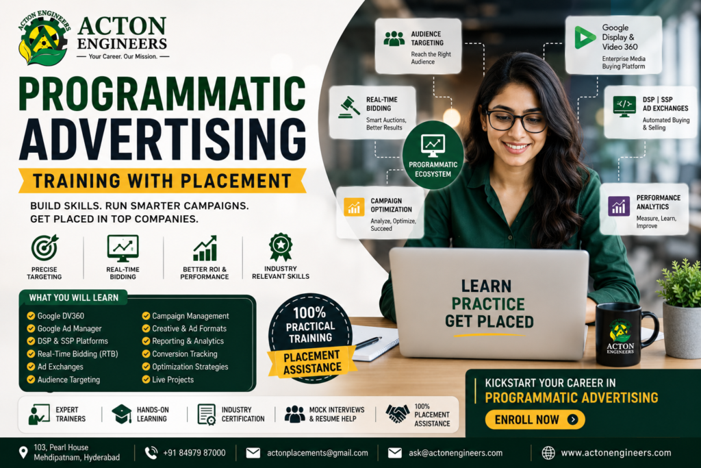 Students learning Programmatic Advertising Training with Placement at Acton Engineers Hyderabad