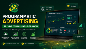 Programatic advertising dashboard showing AI targeting, real-time bidding, digital ads, analytics, and business growth strategy for Acton Engineers.