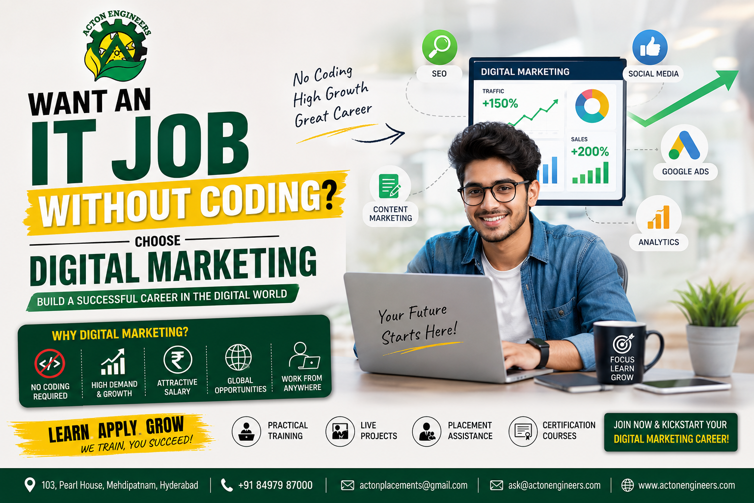Student building a successful Digital Marketing career without coding