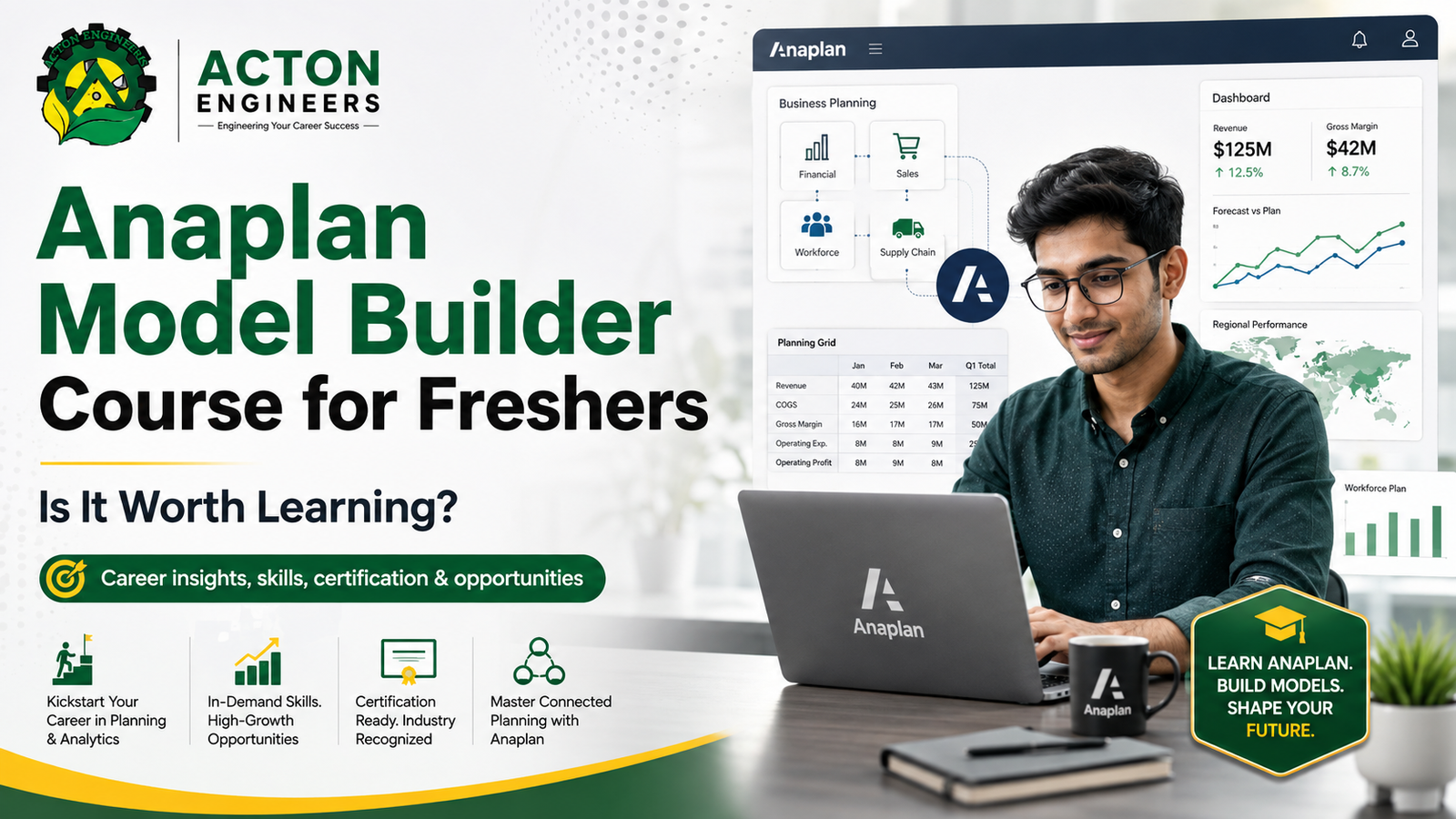 Freshers learning Anaplan Model Builder course for connected planning careers