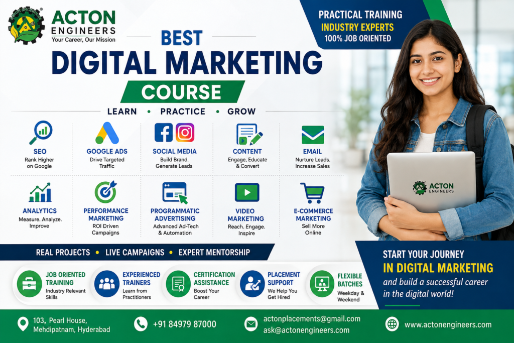 Digital Marketing Course at Acton Engineers with SEO, Google Ads, social media and analytics training