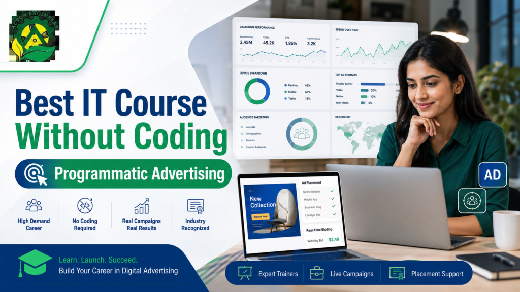 Student learning Programmatic Advertising as the best IT course without coding at Acton Engineers
