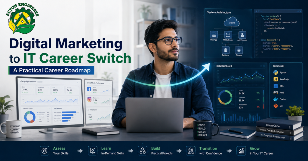 Digital Marketing professional planning an IT career switch with Acton Engineers