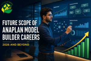 Anaplan Model Builder professional analysing connected planning models and business forecasts