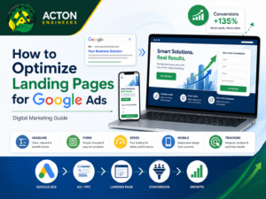 Digital Marketing landing page optimization for Google Ads showing conversion-focused design and campaign performance