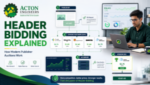 Header Bidding Explained with publisher, SSP and ad auction workflow
