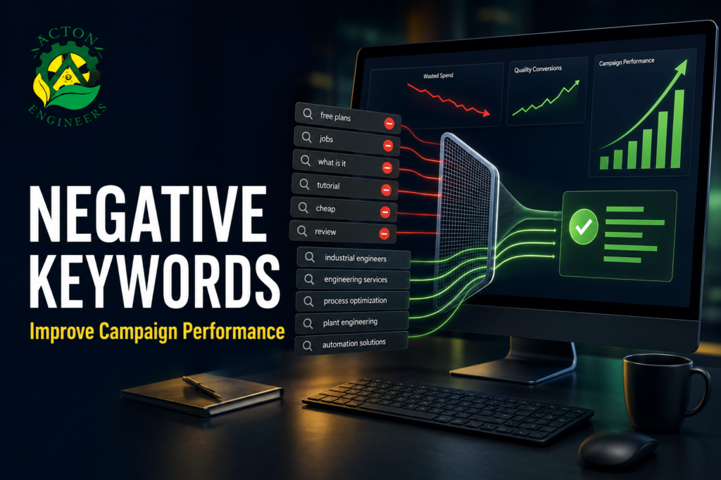 Digital Marketing specialist using negative keywords to improve Google Ads campaign performance