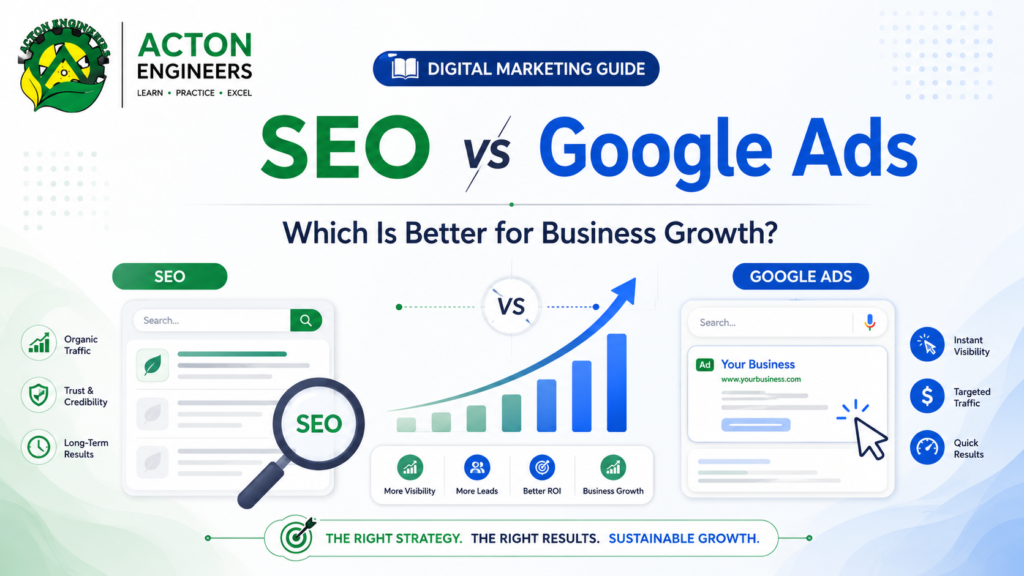 SEO vs Google Ads comparison for Digital Marketing and business growth