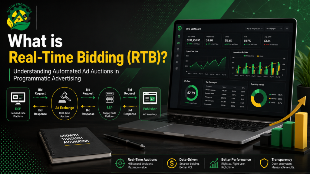 RTB process showing advertisers bidding for digital advertising inventory in real time