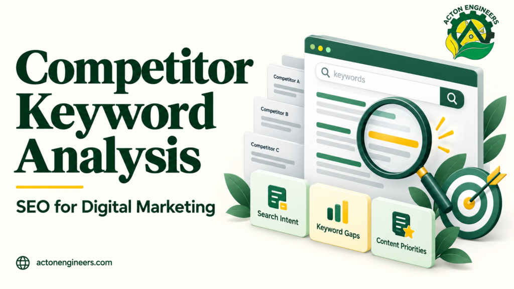 Keyword comparison worksheet showing search intent, evidence gaps, and content priorities