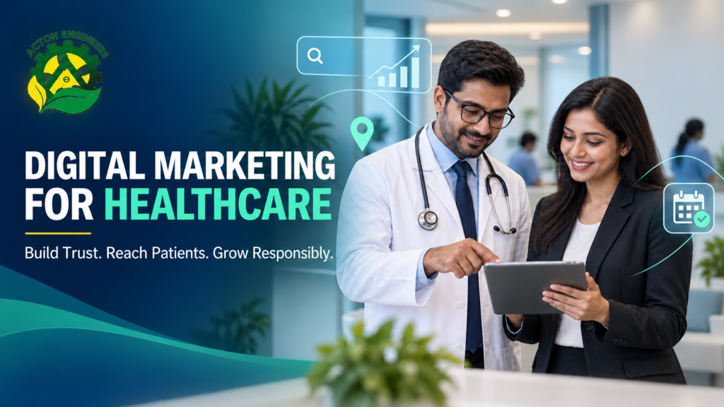 Healthcare team planning a Digital Marketing strategy for patient acquisition and trust