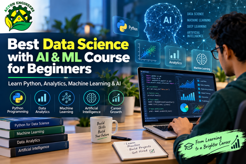 Students learning Data Science with AI & ML including Python, machine learning and artificial intelligence
