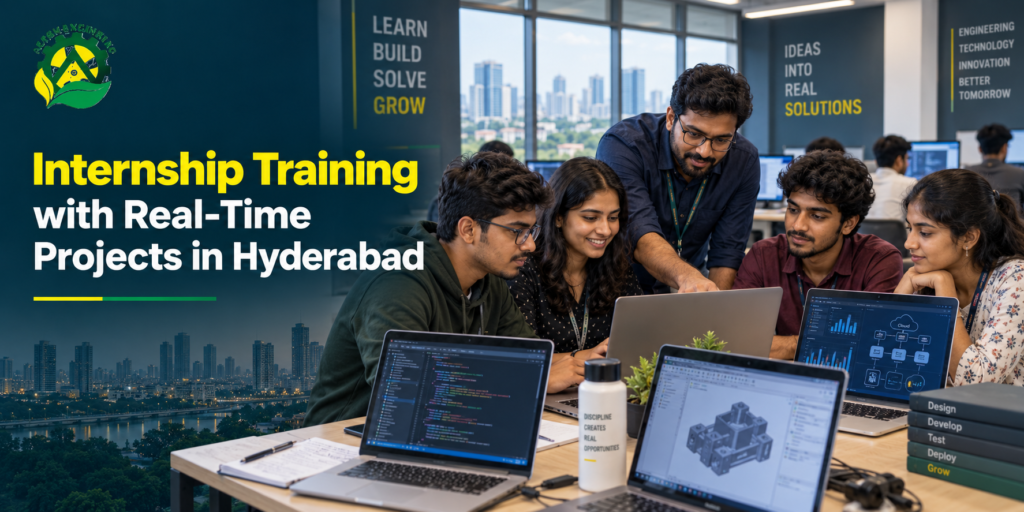 Students attending internship training with real-time projects in Hyderabad