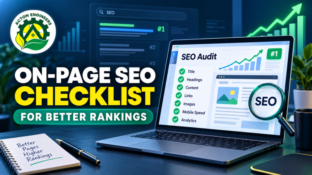 Digital Marketing professional reviewing an on-page SEO checklist for better Google rankings