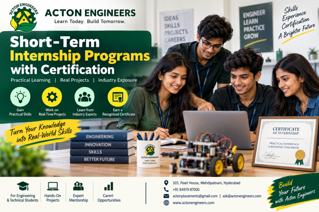 Students participating in short-term Internship Programs with certification and practical project training
