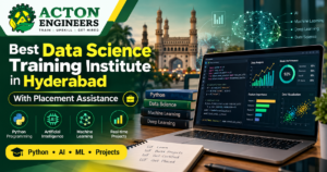Students learning Data Science, Python and Machine Learning at Acton Engineers in Hyderabad