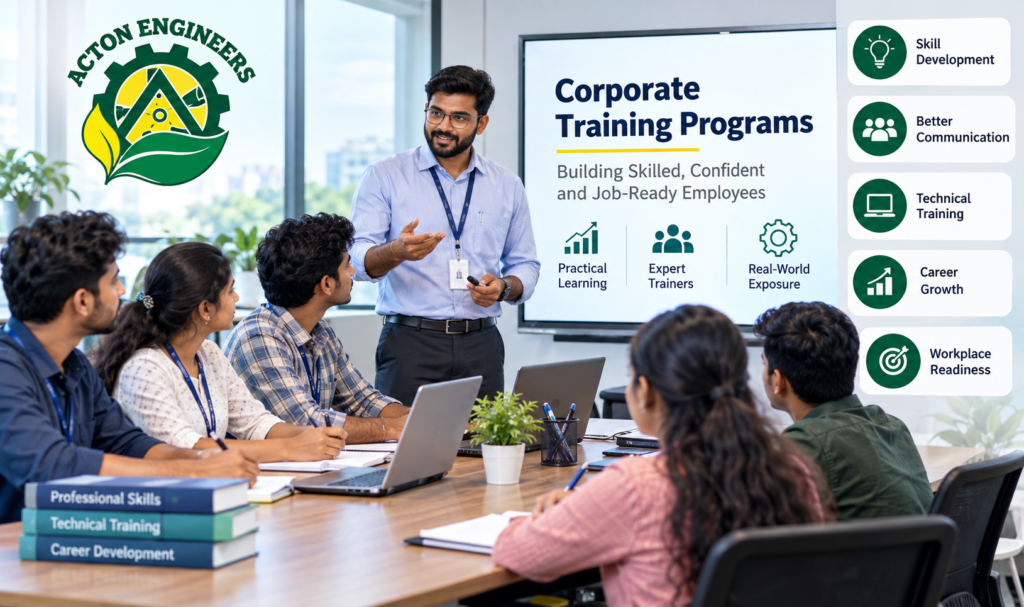New employees attending a professional corporate training program with an instructor at Acton Engineers