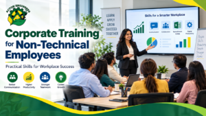 Corporate training session for non-technical employees learning digital skills and workplace communication at Acton Engineers