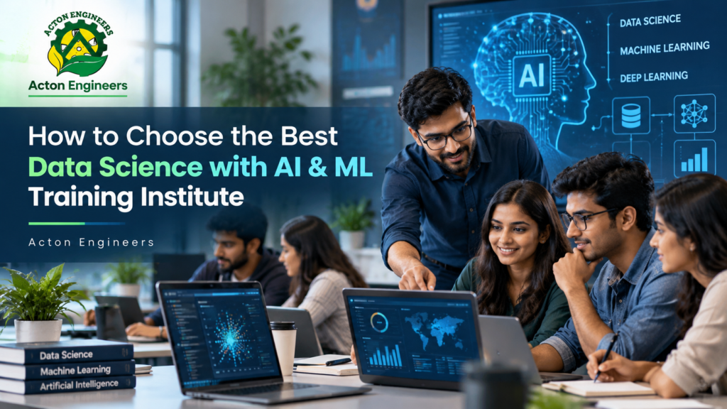Students learning Data Science, artificial intelligence and machine learning at a professional training institute