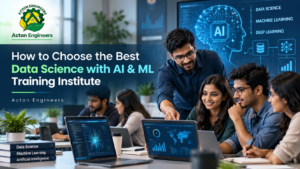 Students learning Data Science, artificial intelligence and machine learning at a professional training institute